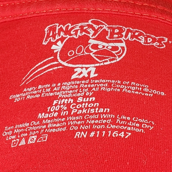 ⭐B1G1 FREE Fifth Sun Angry Birds Shirt Red Yellow Black White 2XL Summer - Picture 5 of 5